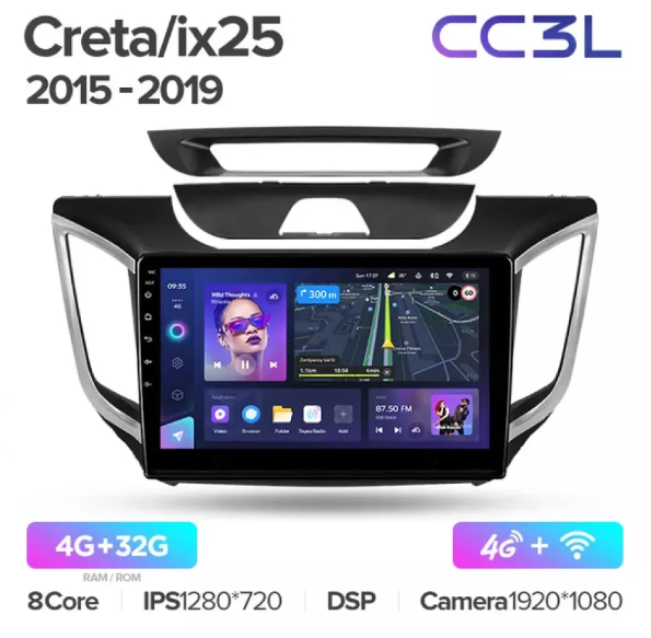 Автомагнитола Teyes CC3L 4/32Gb Hyundai Creta / IX25 10.1 дюйм