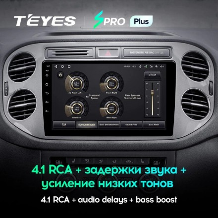 Автомагнитола Teyes SPRO Plus 4/32Gb Volkswagen Tiguan 1 Тип-A Чёрная