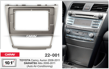 CARAV 22-001 | 10.1" рамка для магнитолы Toyota Camry, Aurion 06-12 / Daihatsu Altis 06-10 (климат-контроль) (темно-серая)