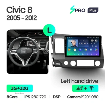 Автомагнитола Teyes SPRO Plus 4/32Gb Honda Civic 8 Тип-L 10.1 дюймов