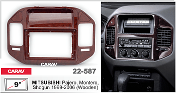 CARAV 22-587 | 9" переходная рамка MITSUBISHI Pajero, Montero, Shogun 1999-2006 (wooden)