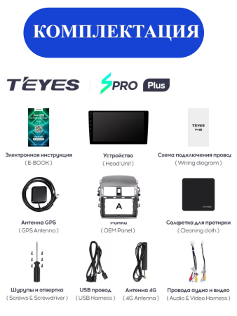Автомагнитола Teyes SPRO Plus 4/32Gb Toyota Corolla 10 Тип-A