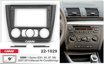 CARAV 22-1029 | 9" переходная рамка BMW 1-Series (E81, 82, 87, 88) 2007-2011 (кондиционер)