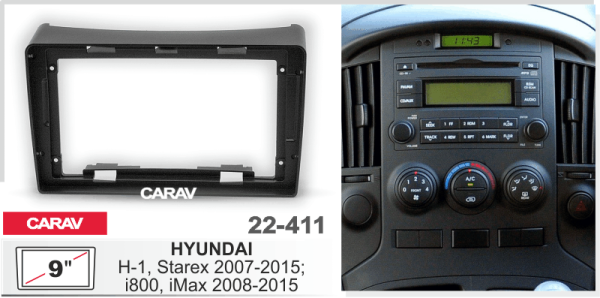 CARAV 22-411 | 9" переходная рамка Hyundai H-1 2004-2015, Starex 2003-2007, i800 2007-2018, iLoad 2007-20017