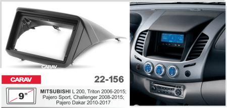 CARAV 22-156 | 9" переходная рамка Mitsubishi L 200, Triton 2006-2015, Pajero Sport 2008-2016