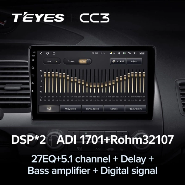 Автомагнитола Teyes CC3 4/32Gb Honda Civic 8 Тип-L 9 дюймов
