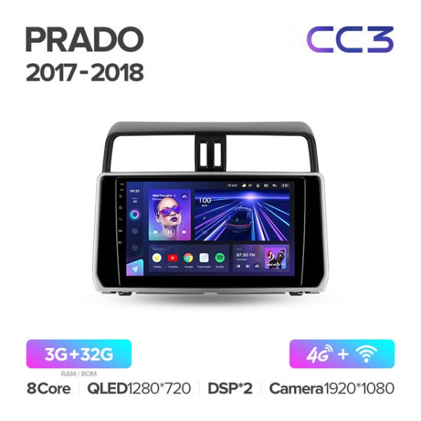 Автомагнитола Teyes CC3 4/32Gb Toyota Land Cruiser Prado