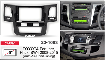 CARAV 22-1083 | 9" переходная рамка Toyota Hilux 2011-2015, Fortuner 2005-2015 (климат-контроль)