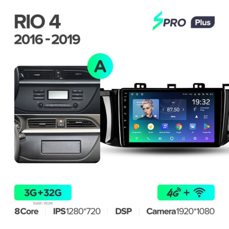 Автомагнитола Teyes SPRO Plus 4/32Gb Kia Rio 4 Тип-A