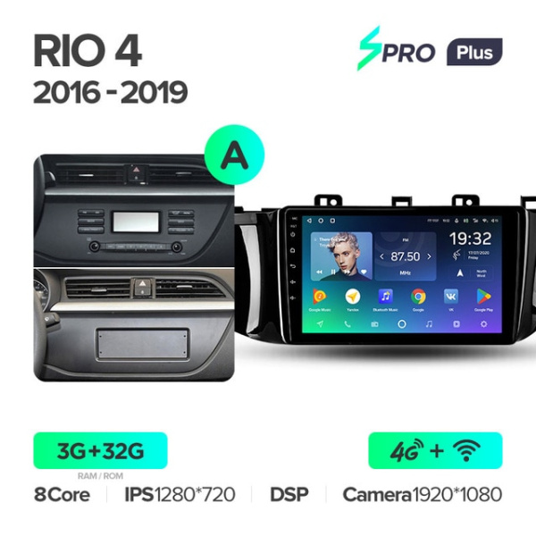 Автомагнитола Teyes SPRO Plus 4/32Gb Kia Rio 4 Тип-A