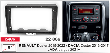 CARAV 22-066 | 9" переходная рамка Renault Duster 2015-2021, Dacia Duster 2013-2017