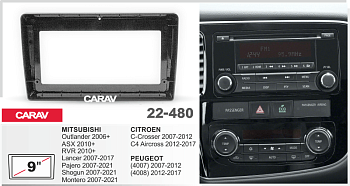 CARAV 22-480 | 9" переходная рамка Peugeot (4007) 2007-2012, (4008) 2012-2017
