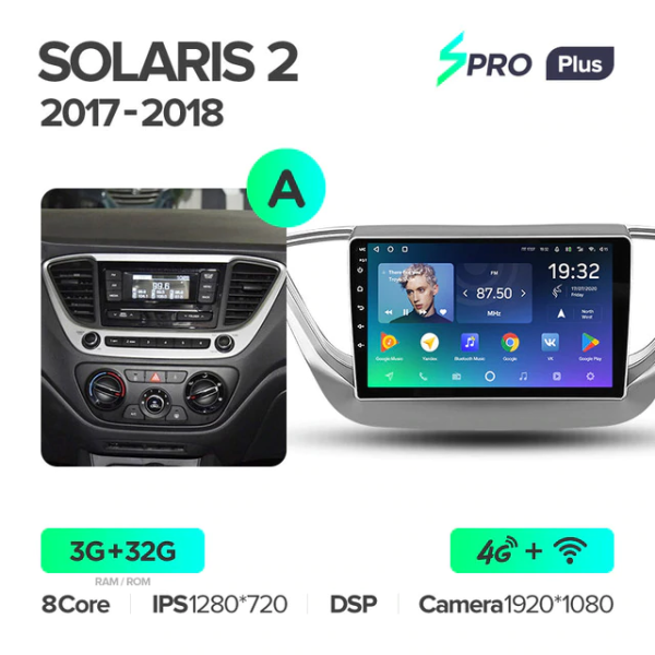Автомагнитола Teyes SPRO Plus 4/32Gb Hyundai Solaris 2 Тип-A
