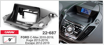 CARAV 22-687 | 9" переходная рамка Ford C-Max 2010-2019, Kuga 2012-2019, Escape 2012-2019