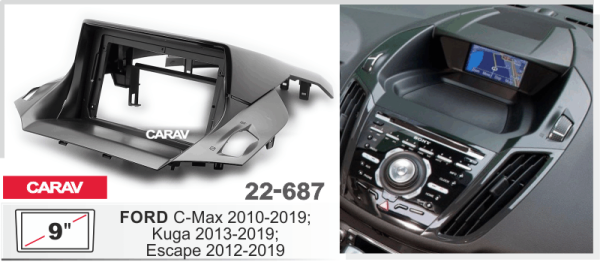 CARAV 22-687 | 9" переходная рамка Ford C-Max 2010-2019, Kuga 2012-2019, Escape 2012-2019