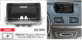 CARAV 22-363 | 9" переходная рамка Renault Megane 2008-2016, Fluence 2009-2017