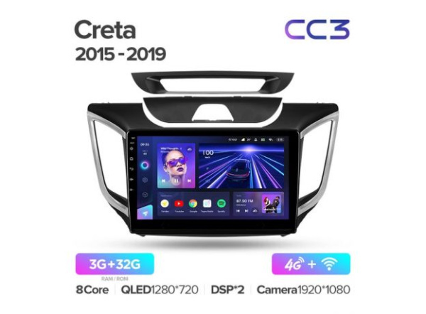 Автомагнитола Teyes CC3 4/32Gb Hyundai Creta / IX25 9 дюймов