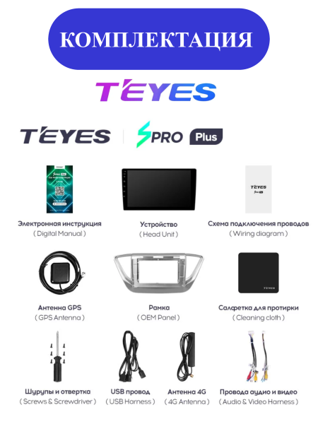 Автомагнитола Teyes SPRO Plus 4/32Gb Hyundai Solaris 2 Тип-A