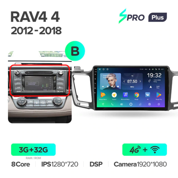Автомагнитола Teyes SPRO Plus 4/32Gb Toyota RAV4 4 Тип-B 2012-2018
