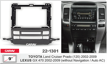 CARAV 22-1301 | 9" переходная рамка Toyota Land Cruiser Prado (120) 2002-2009, Lexus GX 470 2002-2009