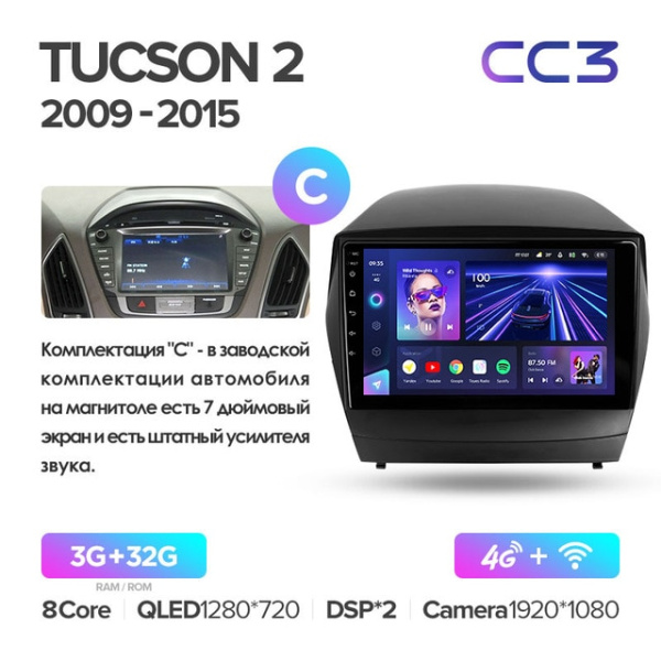 Автомагнитола Teyes CC3 4/32Gb Hyundai Tucson 2 / IX35 Тип-C