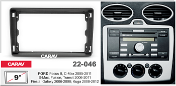 CARAV 22-046 | 9" переходная рамка Ford Focus II 05-08, C-Max 03-07, S-Max 06-10, Transit 06-12